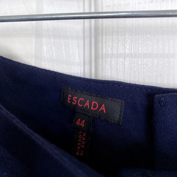 ESCADA Navy Blue Dress Pants Size 44 US 14 Trousers Straight Leg Slacks Office - Picture 4 of 6